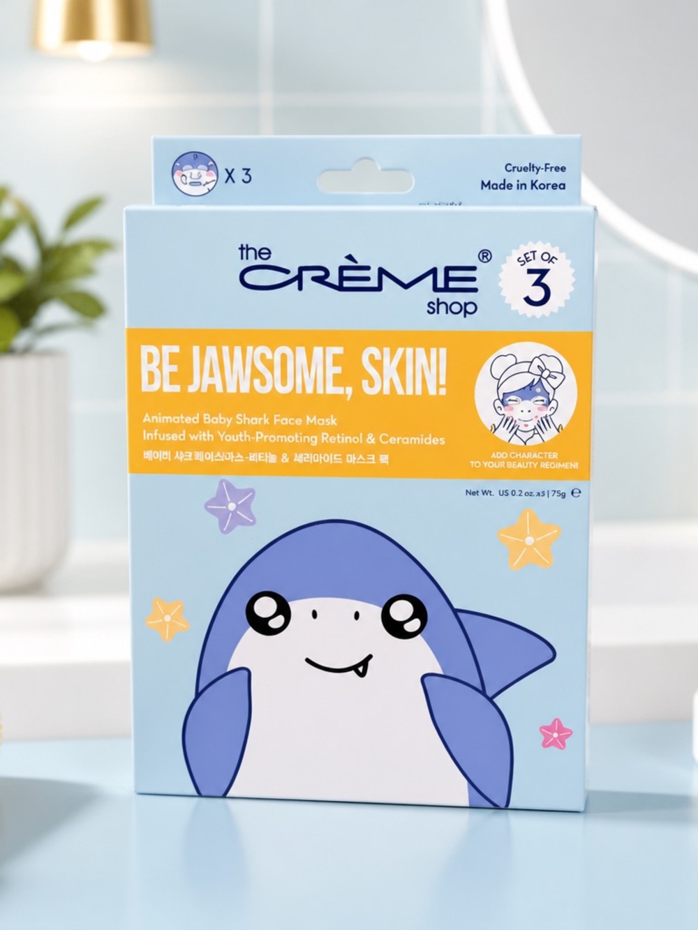 NIB The Creme’ Shop Be Jawsome, Skin! Face Masks Shark Design - 3 Masks per Box
